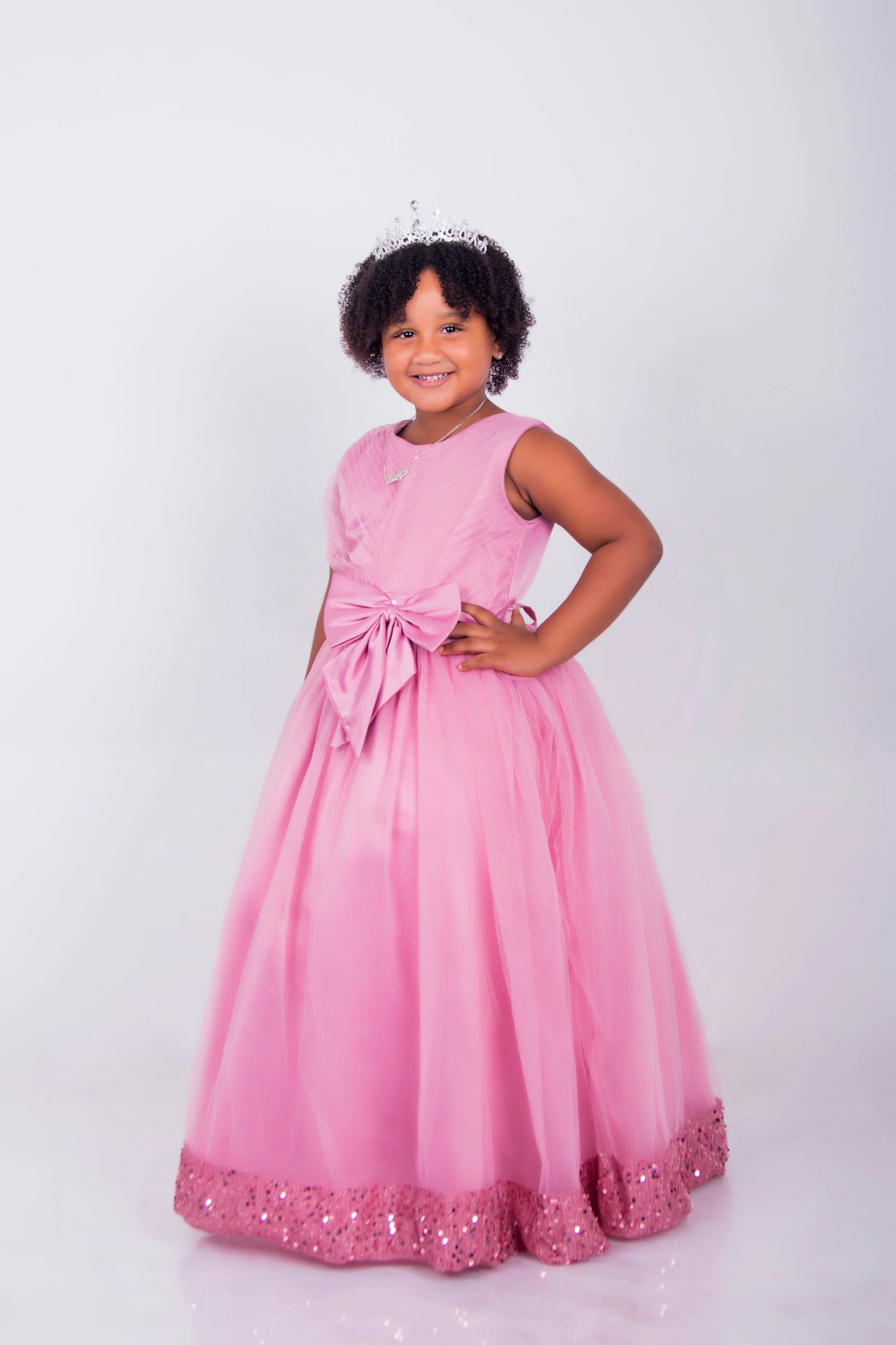 Girl wearing a pink dress
