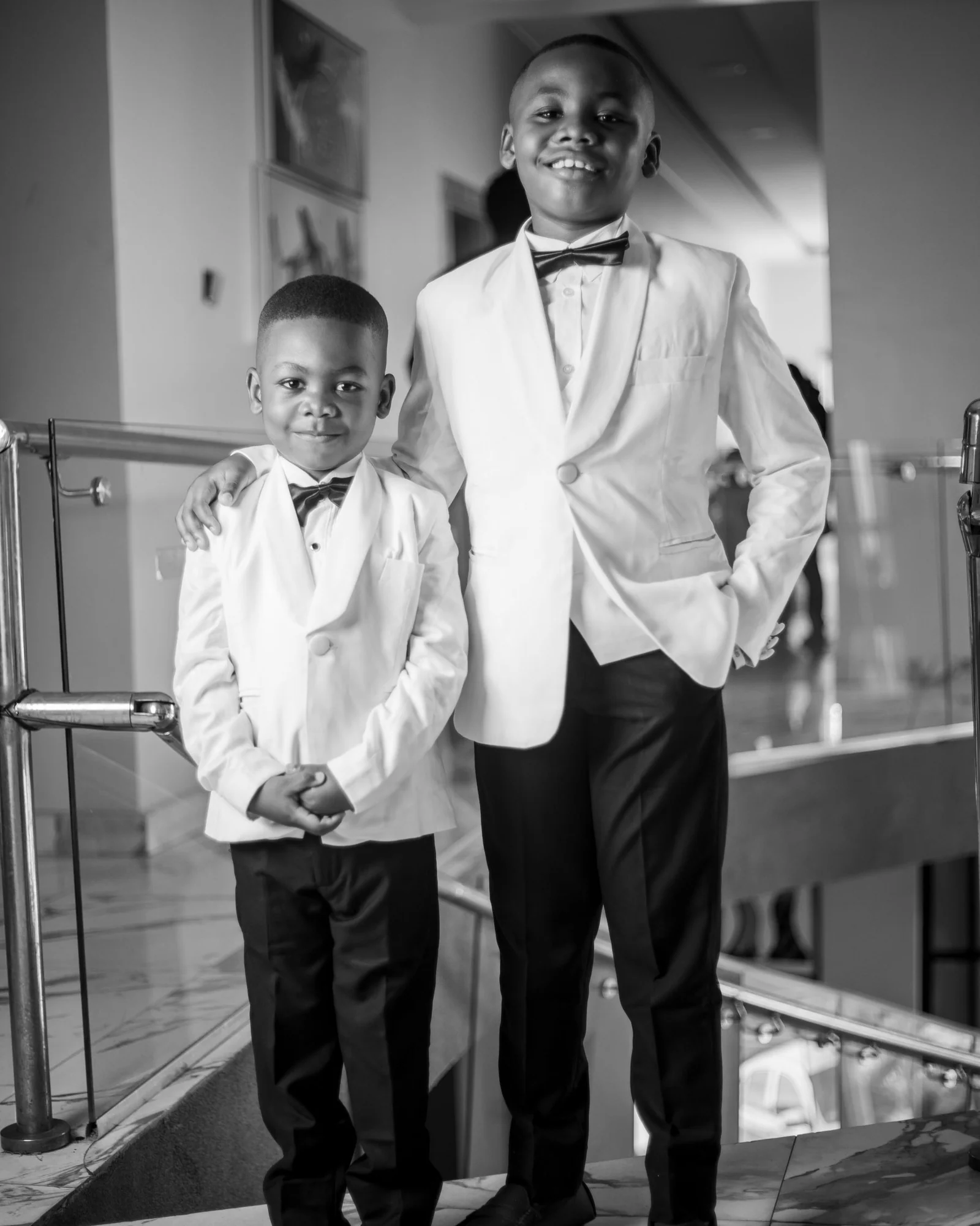 Charming little groomsmen in classic attire