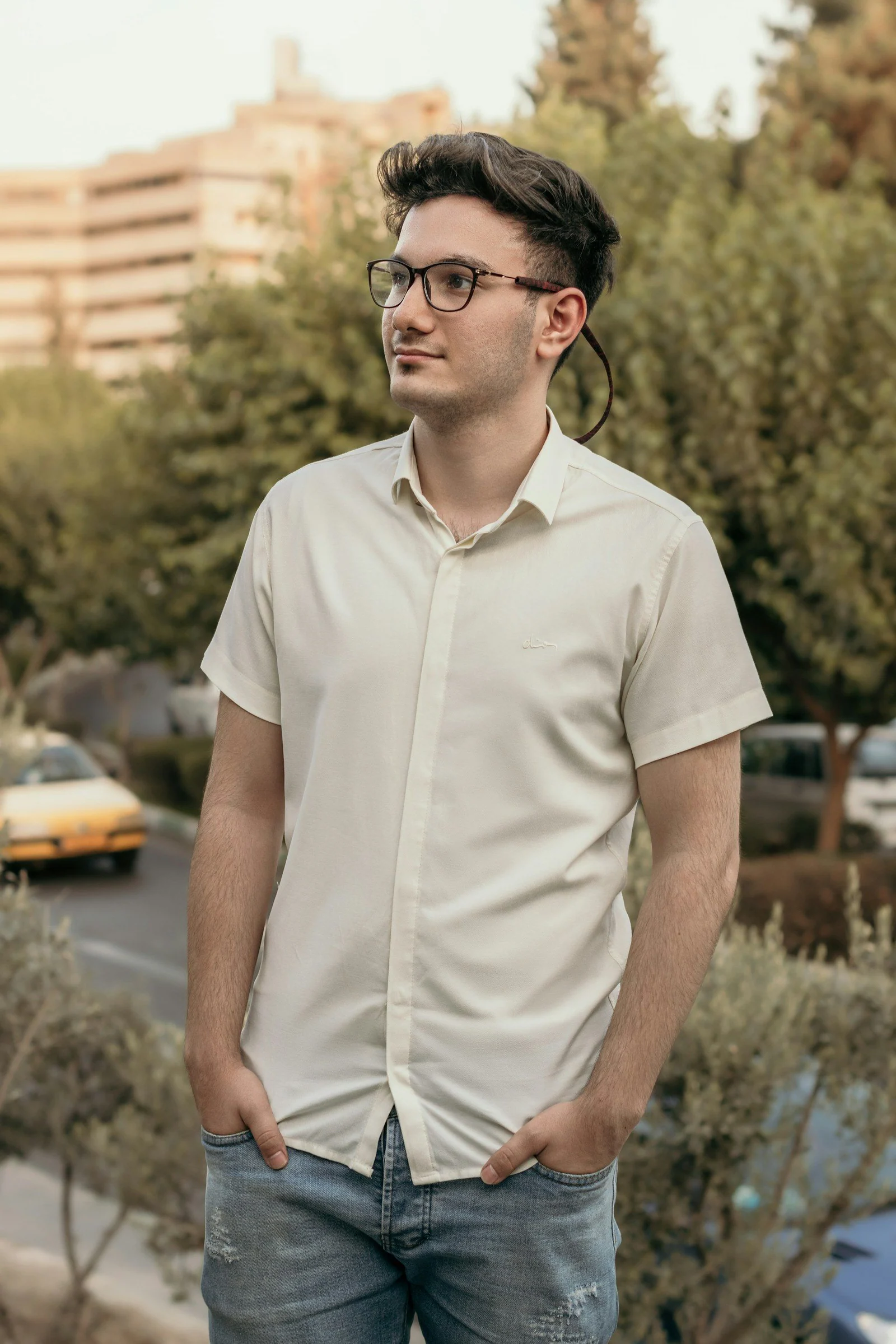 A man wearing glasses