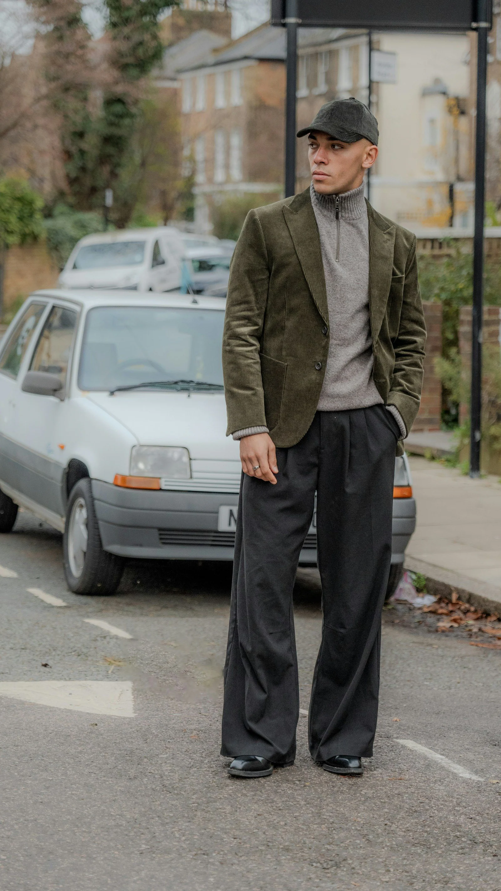 A man standing in the middle of a street