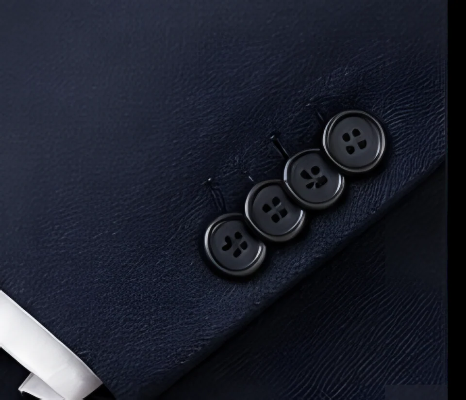 Working cuff buttons on a navy jacket